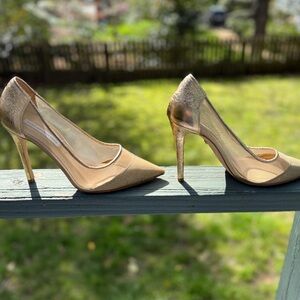 Diane Von Furstenberg Gold Mesh Heels